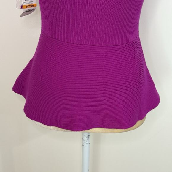 NWT INC International Concept Knit Ribbed Peplum Top Petite Size S Pink Stretch - Picture 9 of 12